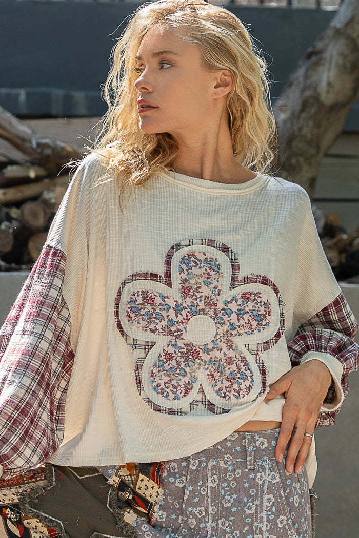 Floral Patch Knit - SMT2457 - Cream