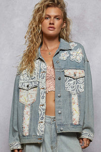 Denim Floral Jacket - UWT267