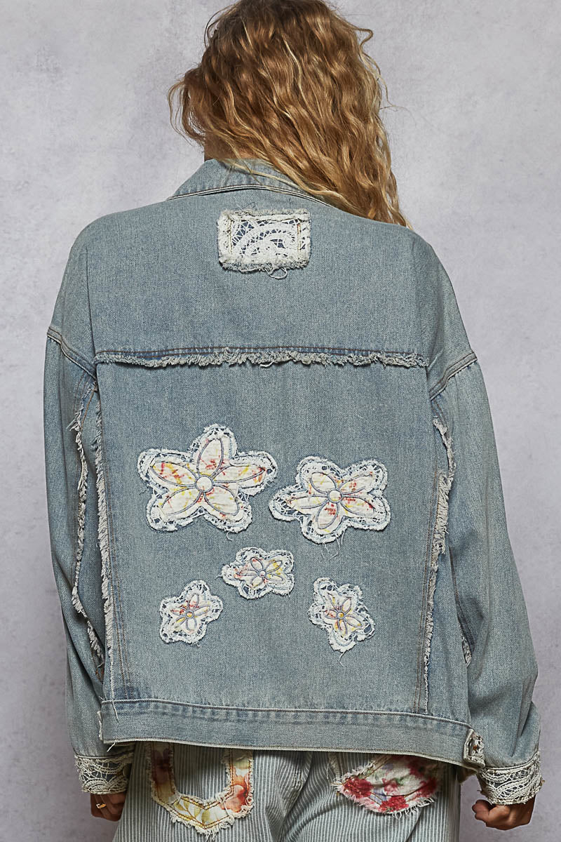 Denim Floral Jacket - UWT267