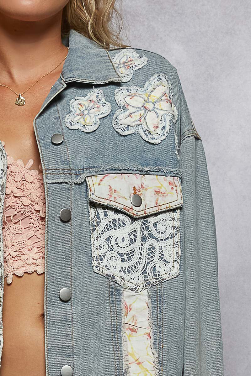 Denim Floral Jacket - UWT267