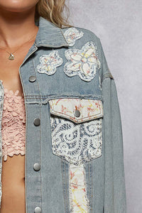 Denim Floral Jacket - UWT267