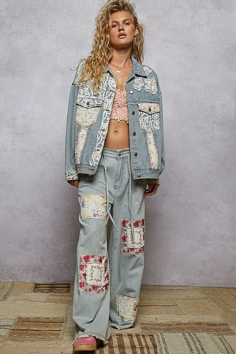 Denim Floral Jacket - UWT267