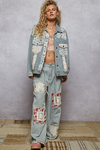 Denim Floral Jacket - UWT267