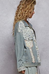 Denim Floral Jacket - UWT267