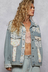 Denim Floral Jacket - UWT267