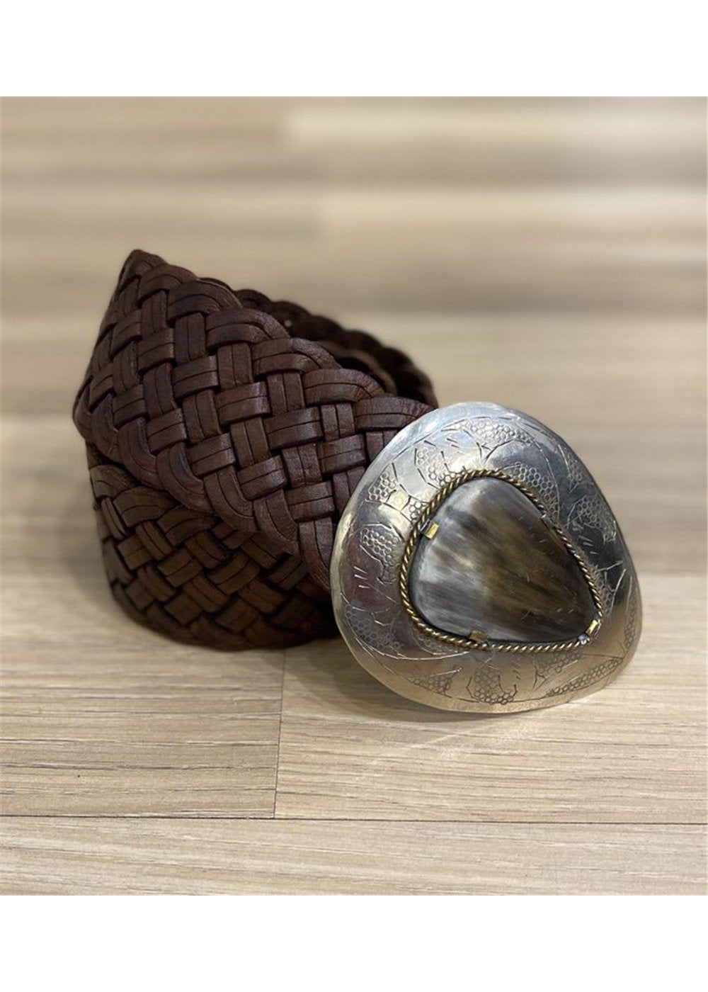 Chocolate Plaited Marrakesh leather belt - Chocolate