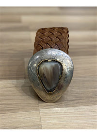 Chocolate Plaited Marrakesh leather belt - Chocolate