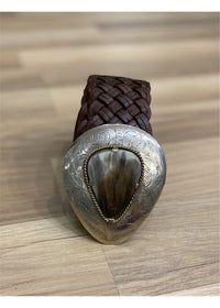 Chocolate Plaited Marrakesh leather belt - Chocolate