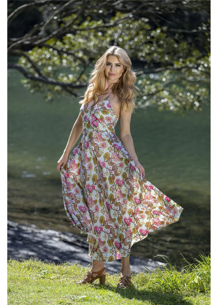 Lotus Tie Back Halter Dress