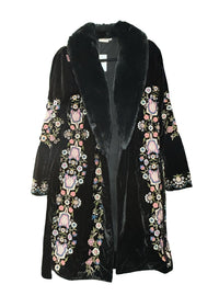 Danica Black Velvet Emb Coat