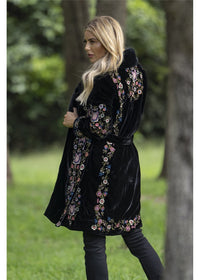Danica Black Velvet Emb Coat