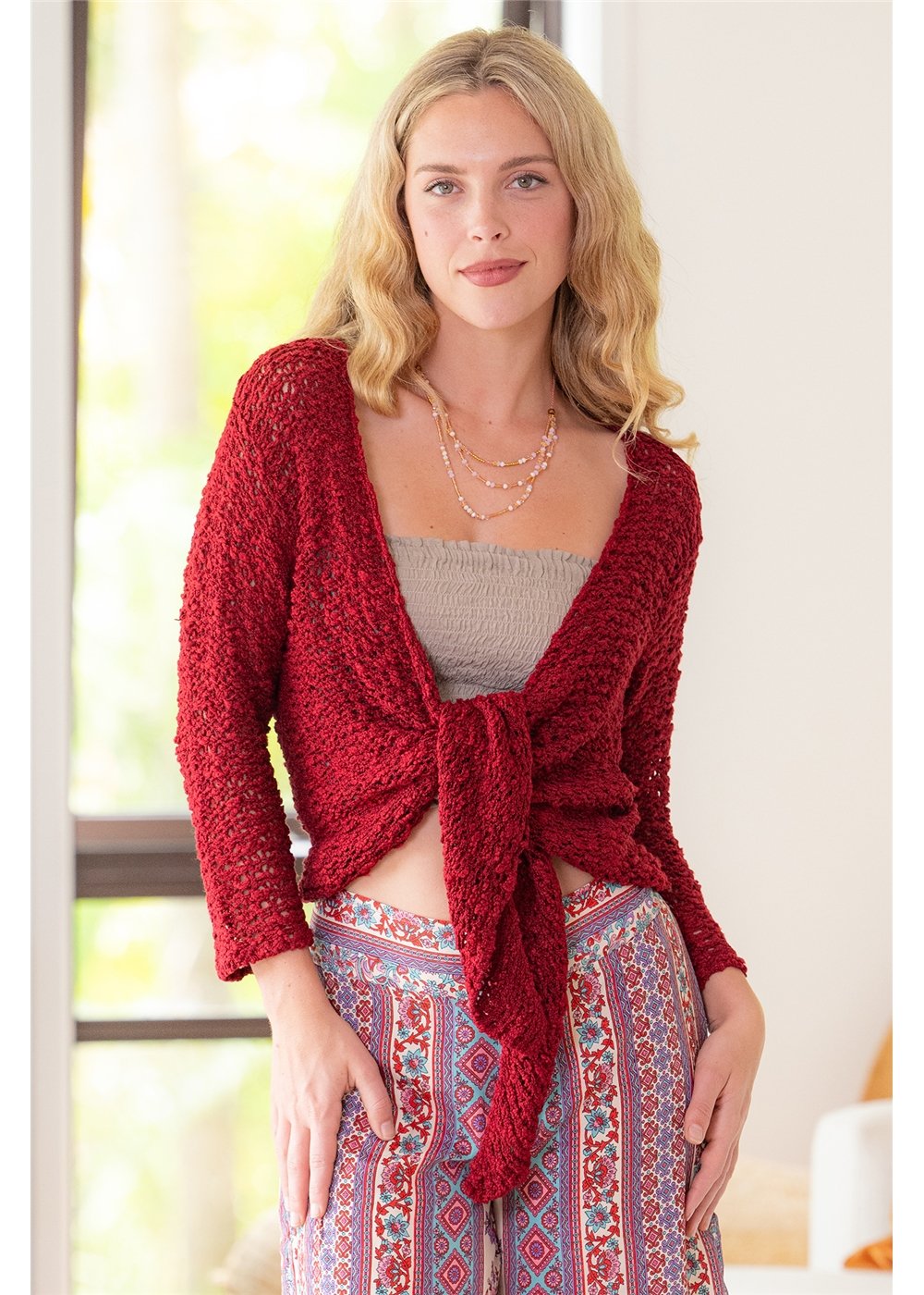 Red Plaid Cardi main image 1