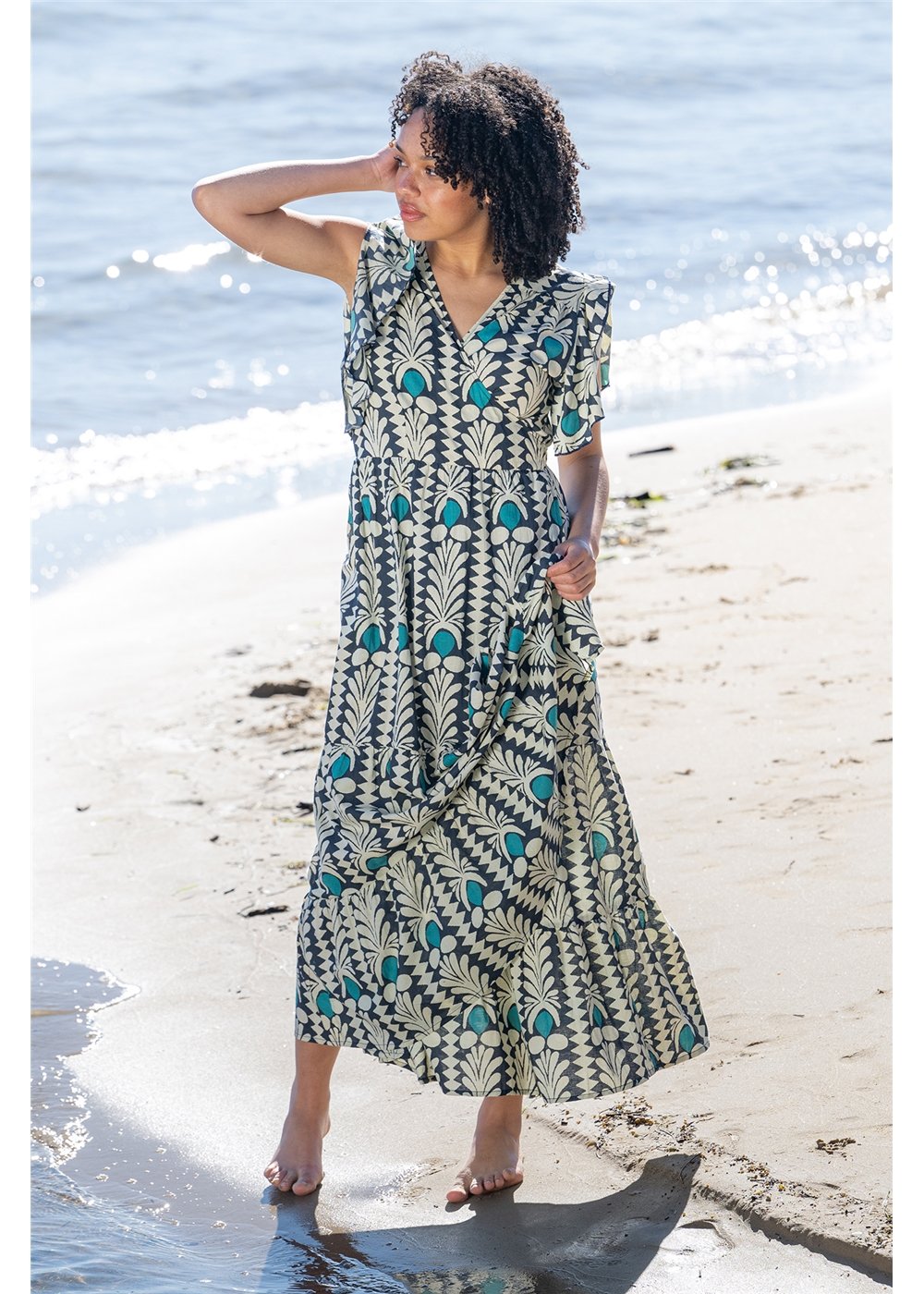 Bondi Cotton Double Frill Wrap Dress