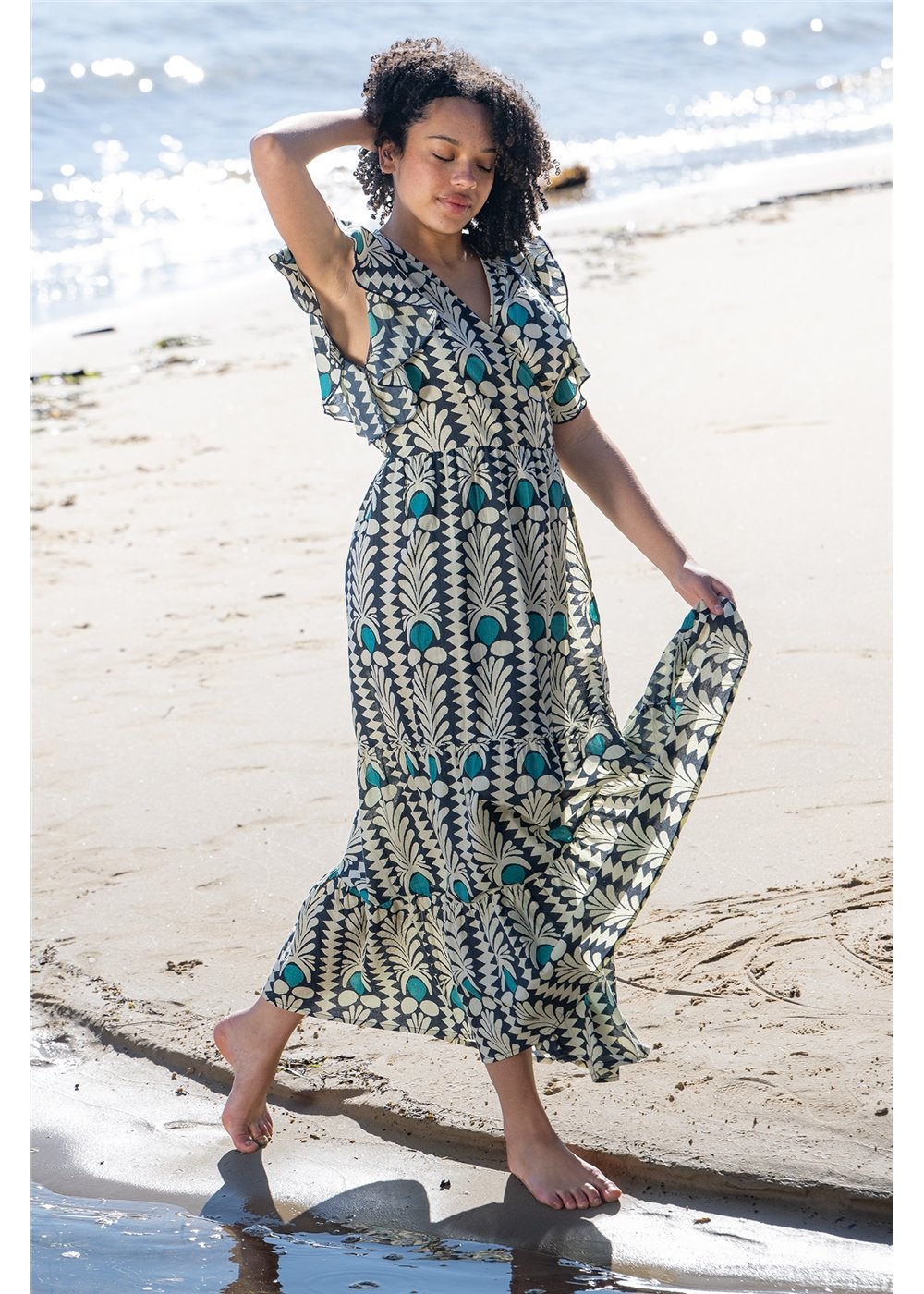 Bondi Cotton Double Frill Wrap Dress