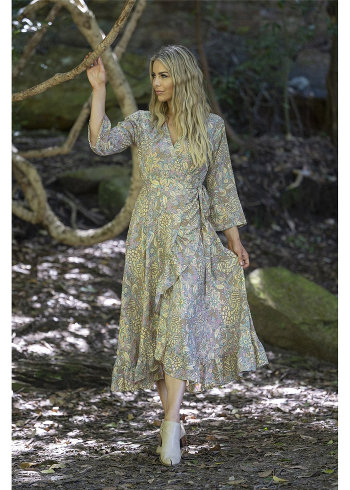 Maya Long Sleeve Wrap Dress