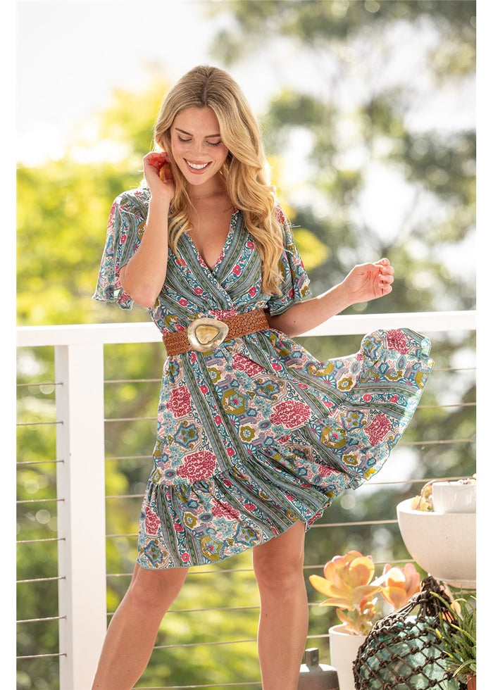 Ashanti V Neck Short Dress