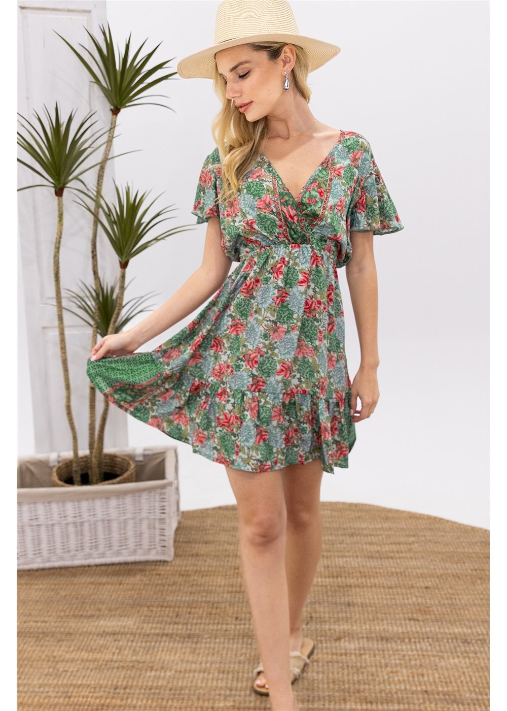 Mele Short Sleeve Midi Dress