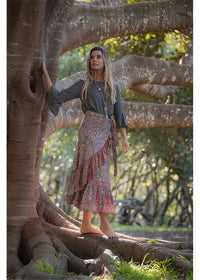MELON Silk blend wrap skirt - MELON