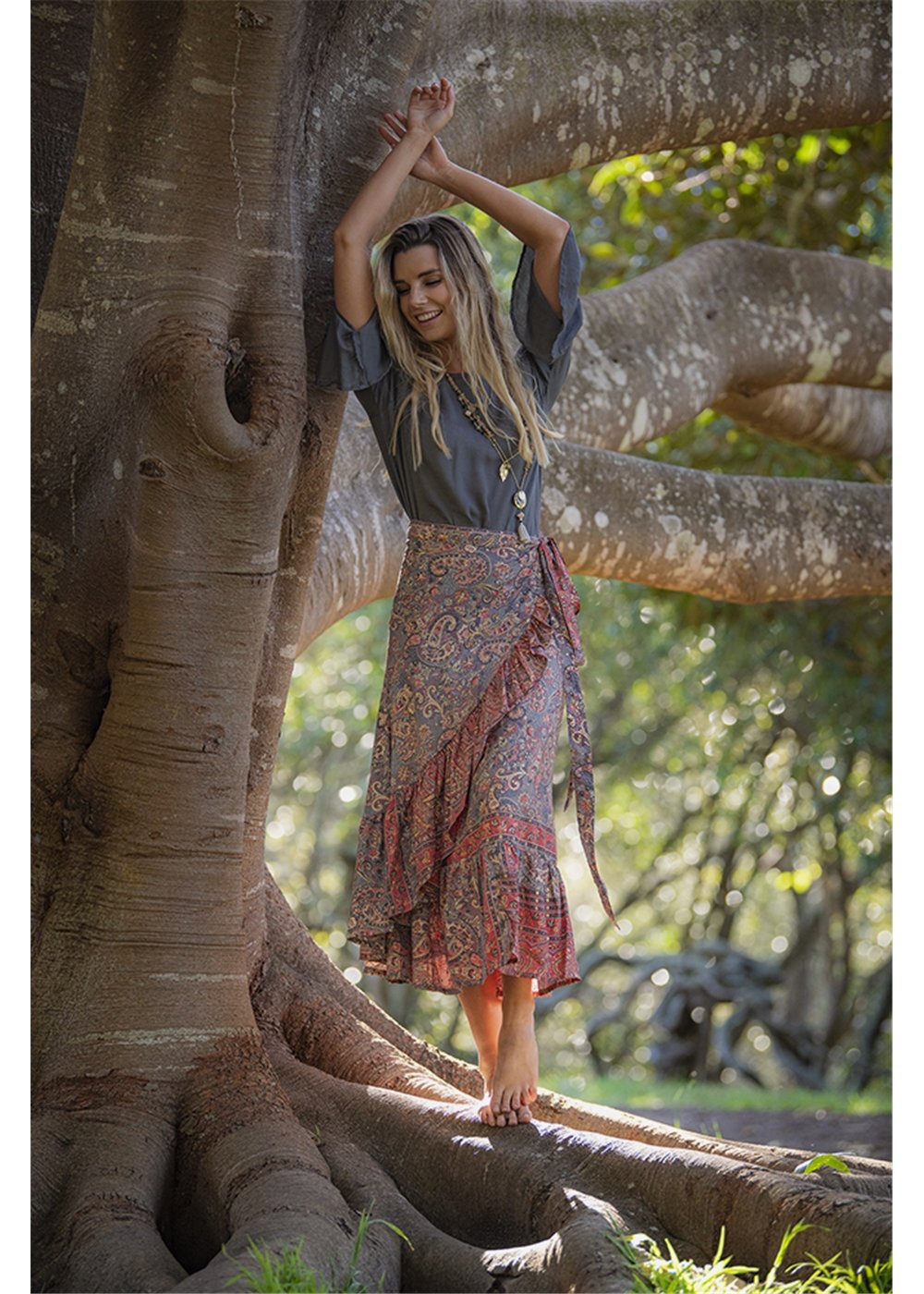 MELON Silk blend wrap skirt - MELON