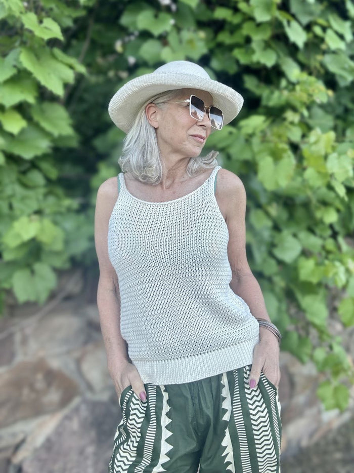 Asia Knit Singlet Top - Cream