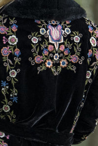 Danica Black Velvet Emb Coat
