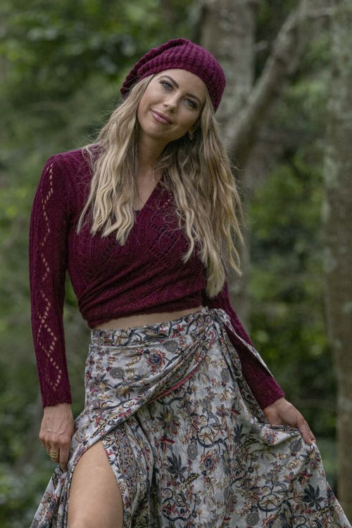 Knit Tie Top in mohair blend, front view