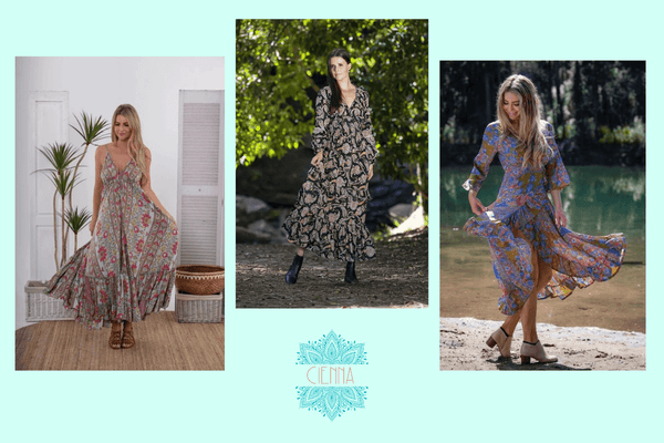 boho maxi dresses australia 'Blue Florals' 100% Cotton Maxi Dress L/XL main image 1