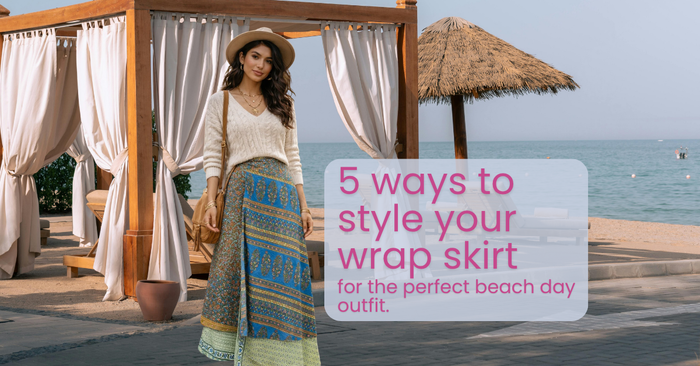 Wrap skirt beach outfits — Cienna Designs silk blend wrap skirt styling
