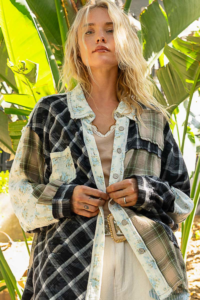 Patchwork Shirt Black- FWT782