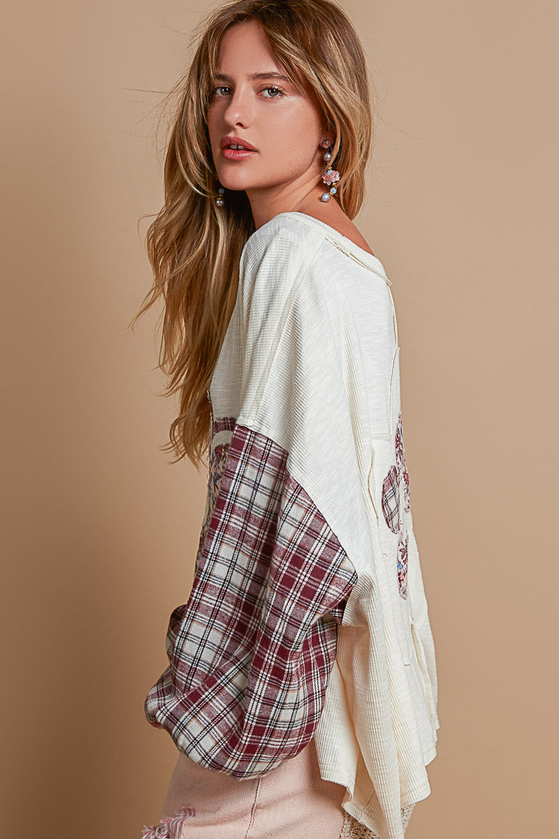 Floral Patch Knit - SMT2457 - Cream
