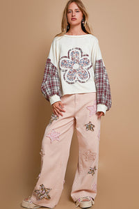 Floral Patch Knit - SMT2457 - Cream