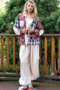 Patchwork Shirt -Red- FWT782