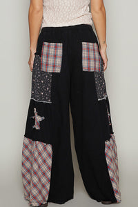 Star Wide Leg Black Denim Pants - FWP170