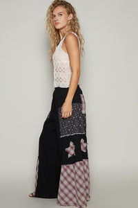 Star Wide Leg Black Denim Pants - FWP170
