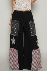 Star Wide Leg Black Denim Pants - FWP170