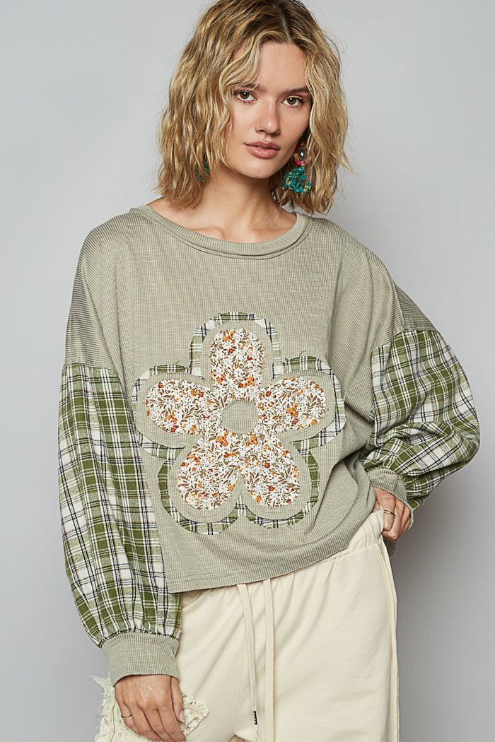 Floral Patch Knit - SMT2457 - Sage
