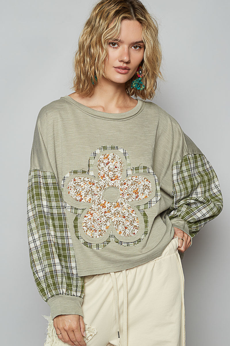 Floral Patch Knit - SMT2457 - Sage