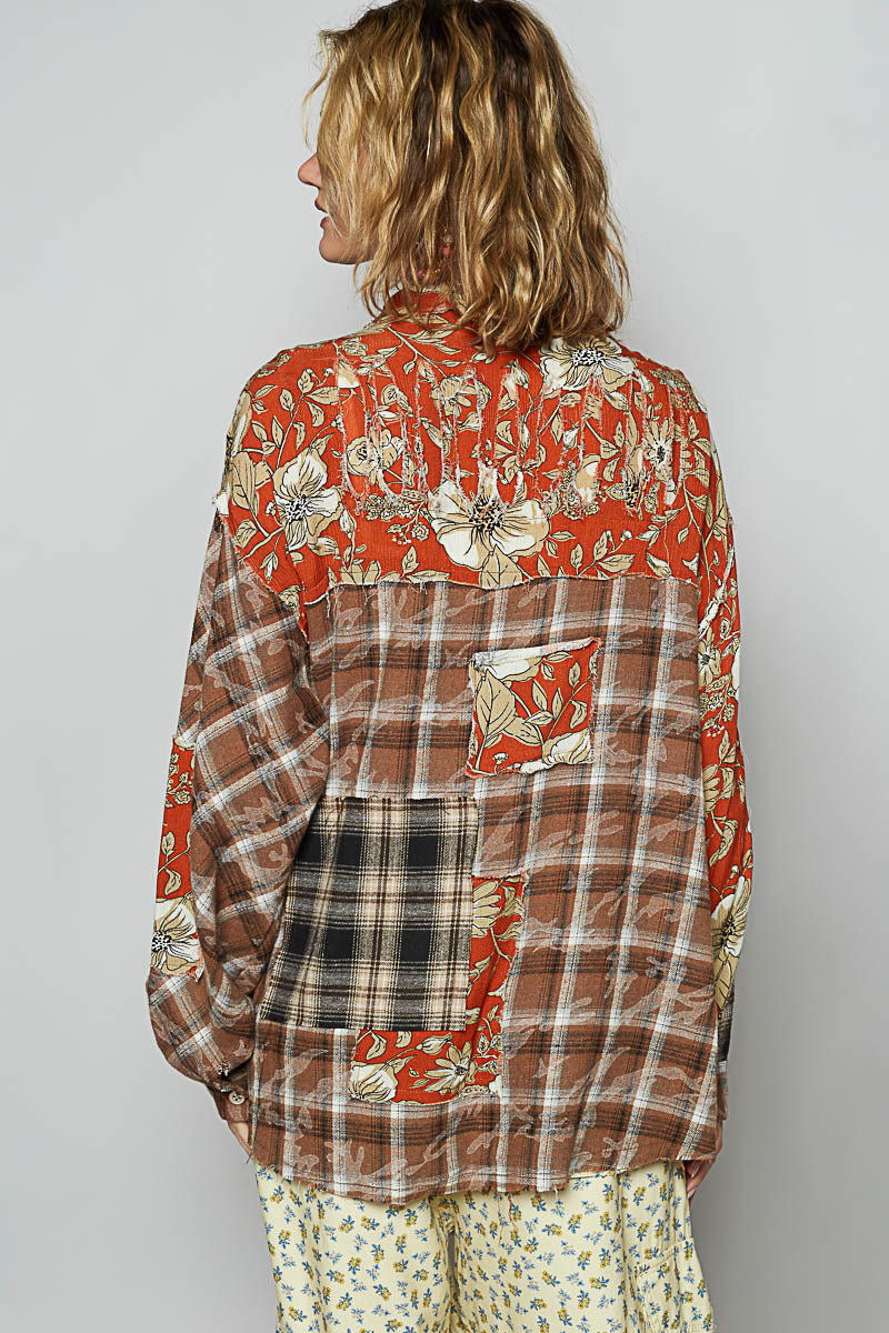 Patchwork Shirt - Choc - FWT782