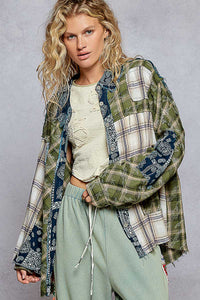 Patchwork Shirt - Olive - FWT782
