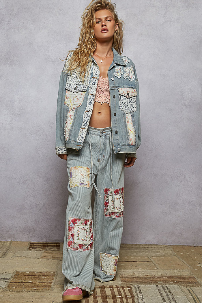 Denim Floral Jacket - UWT267