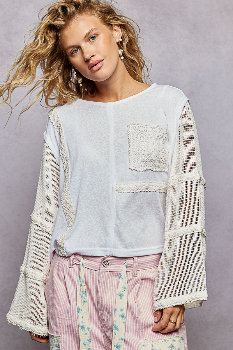 UKT496 - Mesh Top - Off White