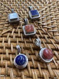 Round and square sterling silver pendants