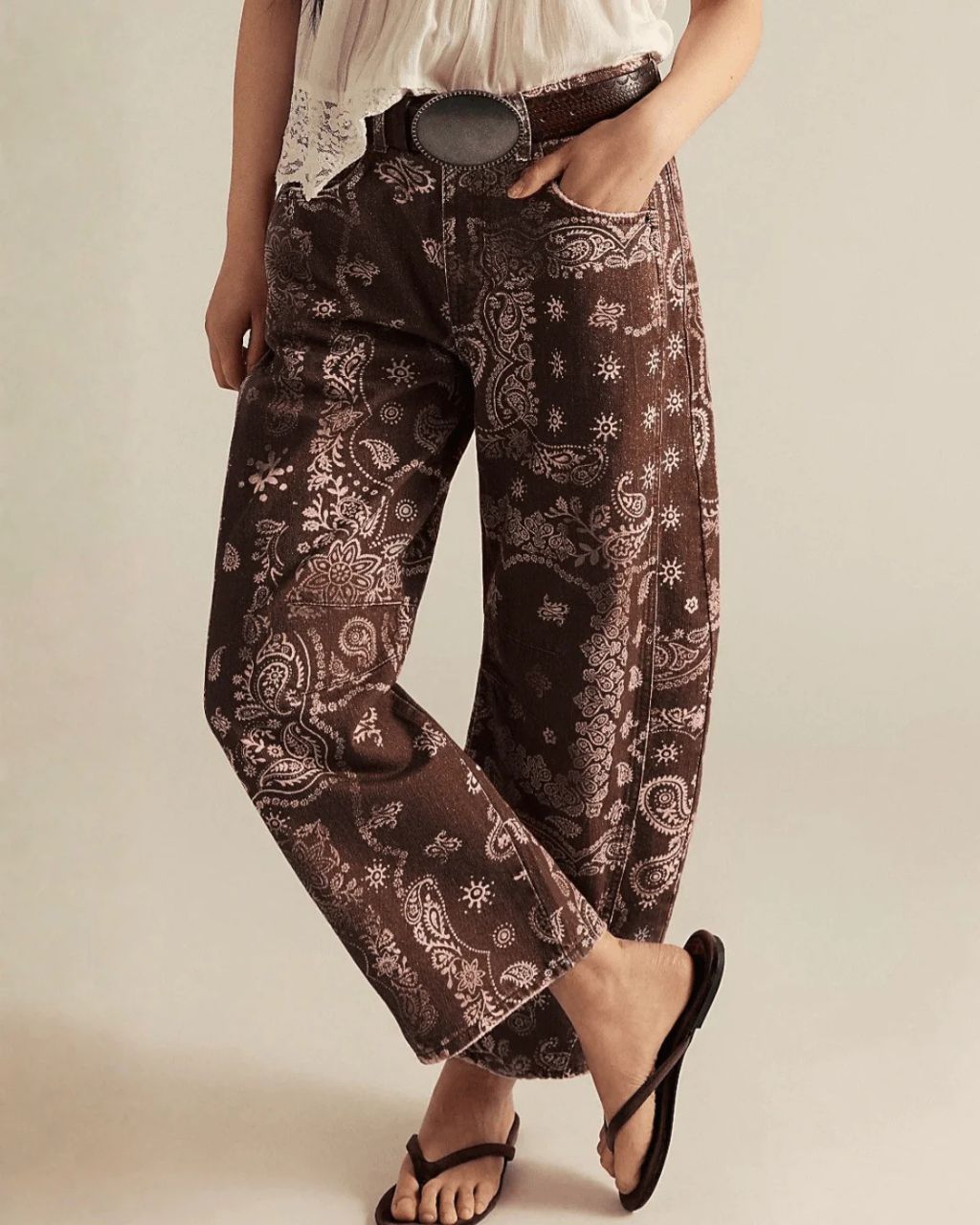 Bandana Barrel Jeans - Choc