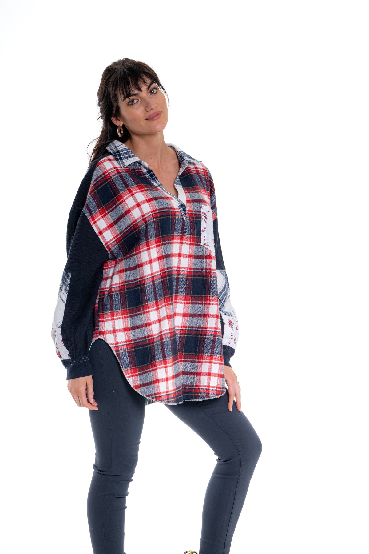 CJ Shirt Plaid Patchwork | Blue/Red CD-138 (agent samples - Size S/M)