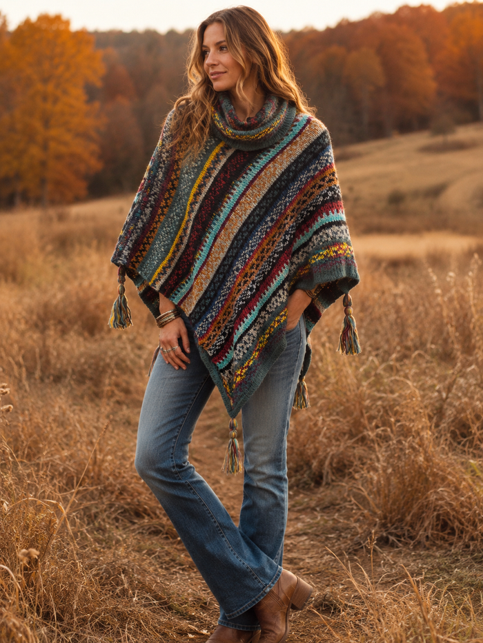 Mix Roll Neck Poncho
