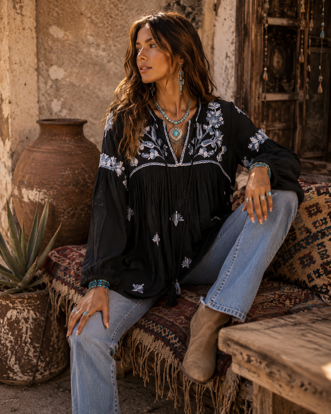 Willow Song Blouse - Black - AO40  Agent Sample