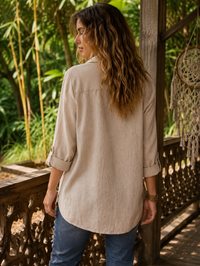 Cream Plum Blouse - Natural