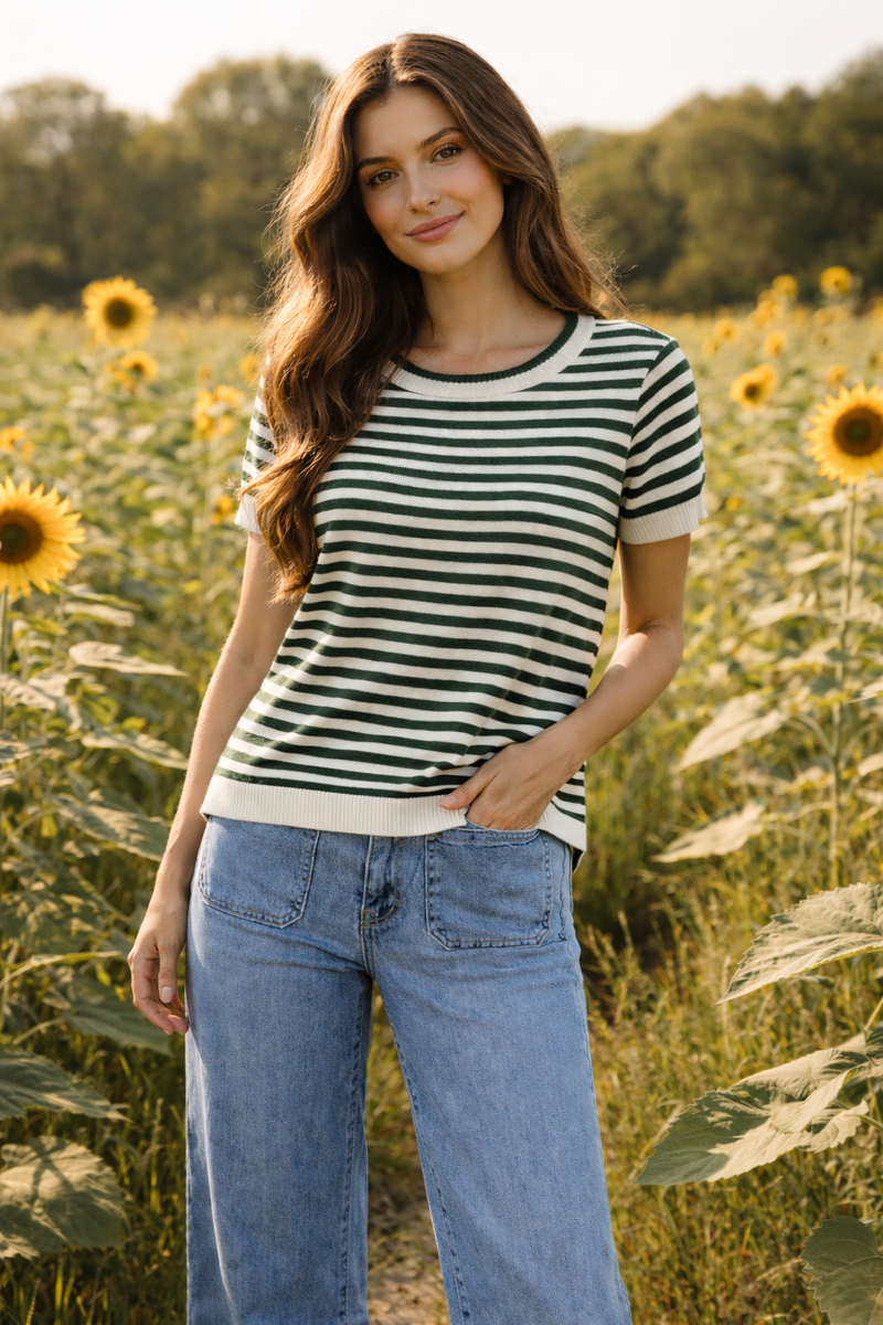 Stripe Knit - White - K3462