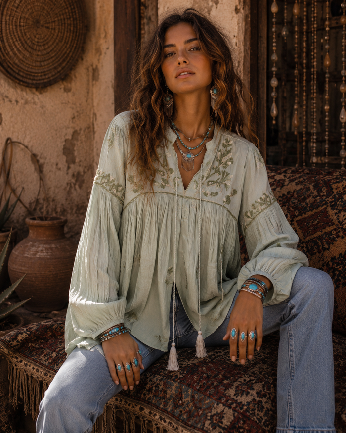 Willow Song Blouse - Sage  AO40  Agent Sample