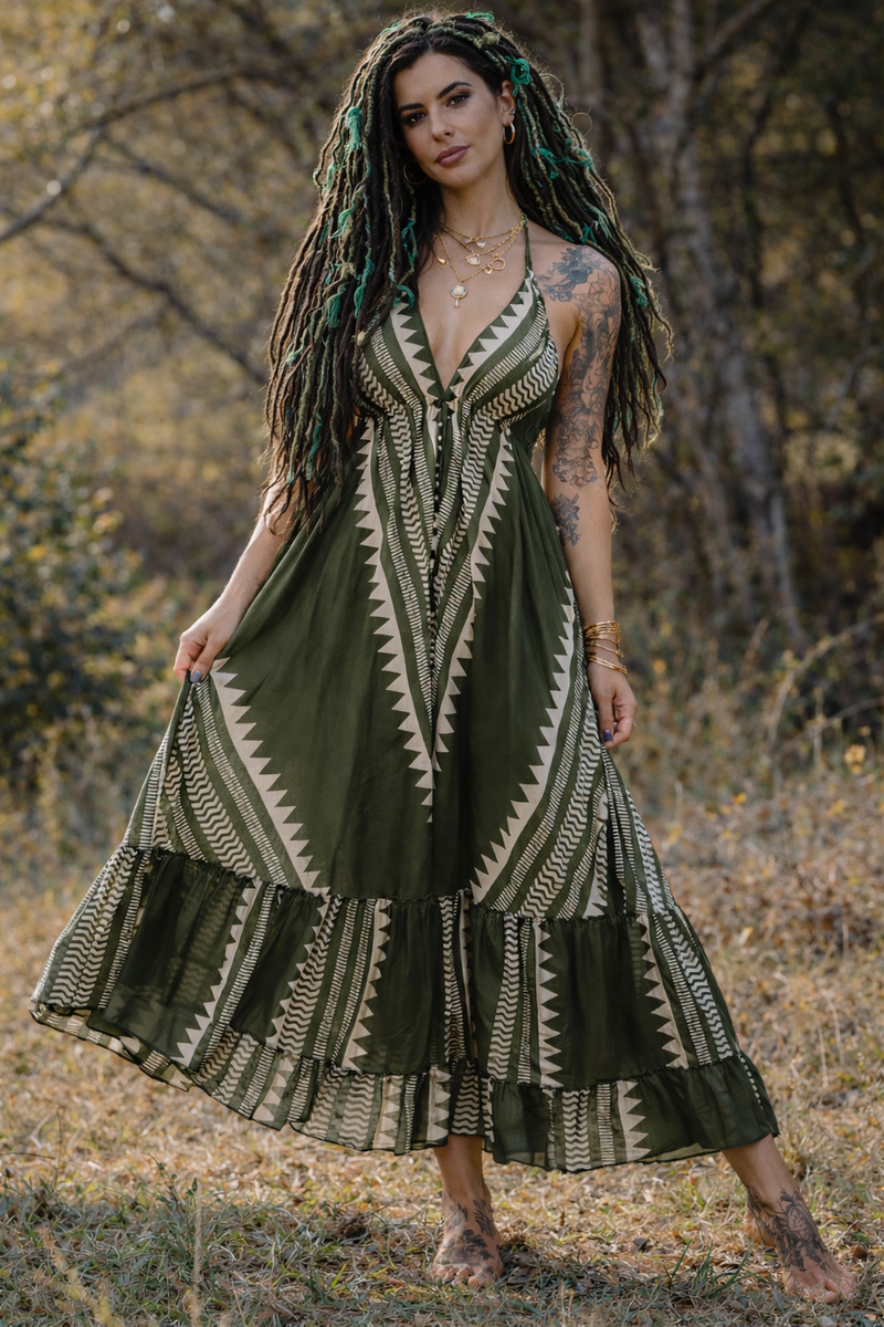 Karri Cotton Bikini Tie Halter Dress, front view